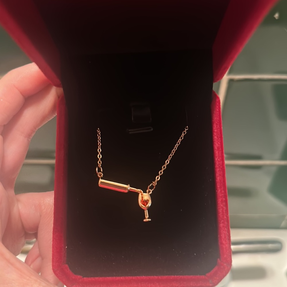 Wine Glass Necklace in Rose Gold color
